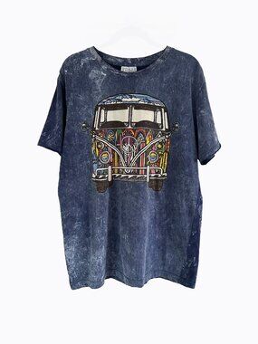 No Time Psychedelic VW Kombi Bus T-Shirt XL Stone Wash Cotton Hippie Tee Unisex